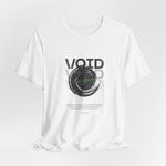 The VOID t-shirt in White — the last breath before being erased.