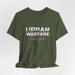 The URBAN WARFARE t-shirt in Military Green — every block is a battlefield, every step tactical.