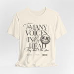 The MANY VOICES t-shirt in Natural — A soft disguise for sharp thoughts.