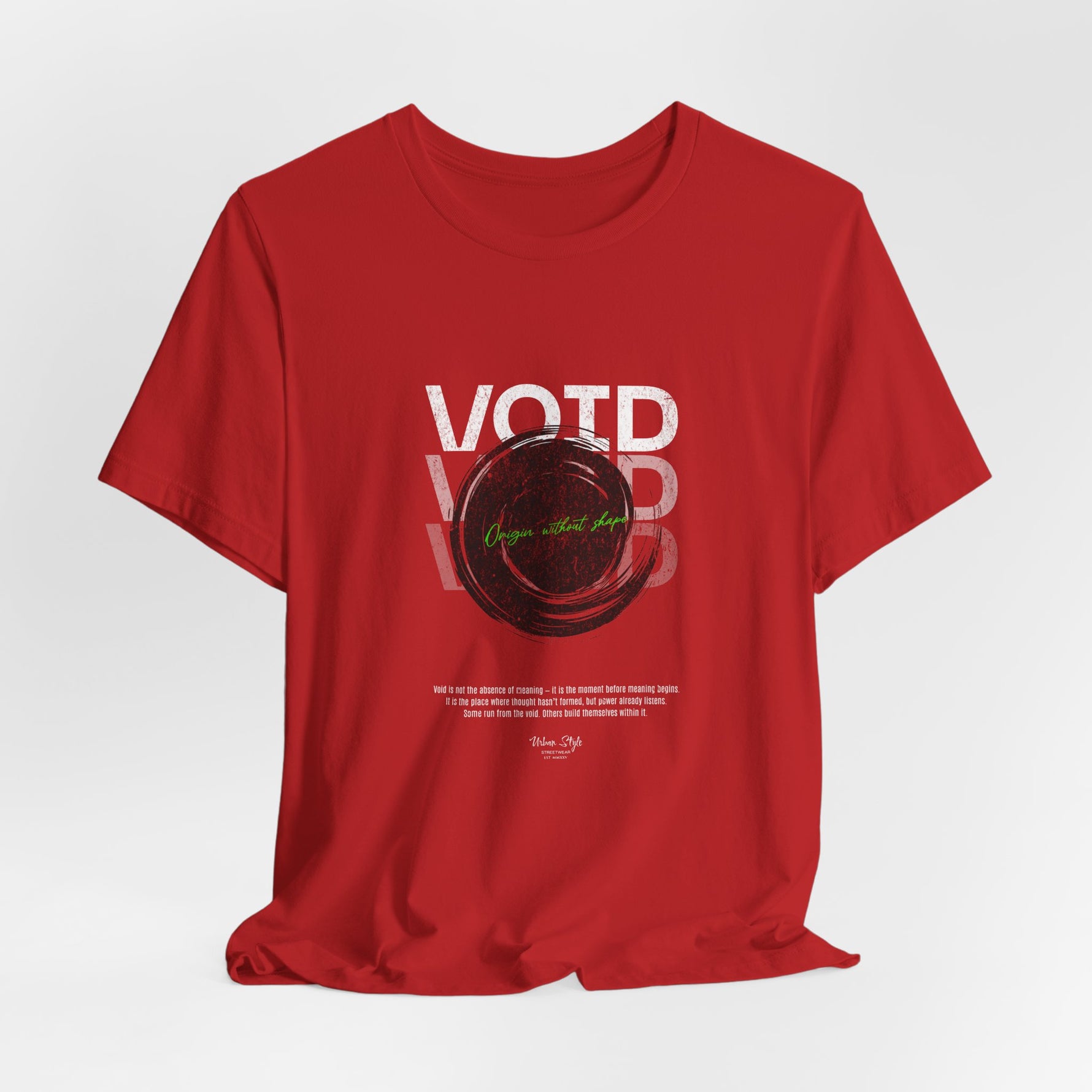 The VOID t-shirt in Red — panic, permission, and the point of no return.