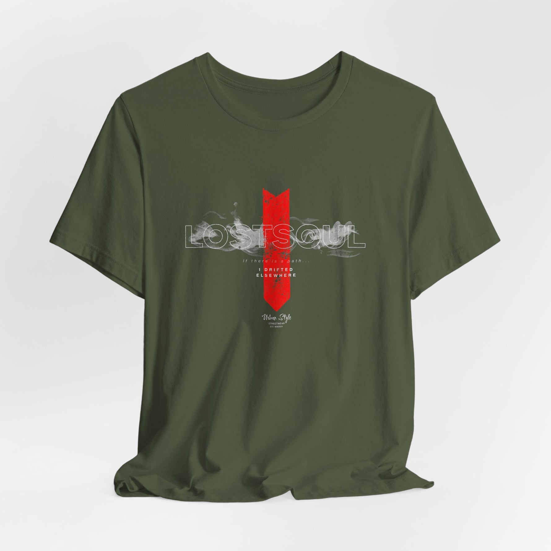 The LOSTSOUL t-shirt in Military Green — steady, restrained, and born for survival.