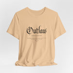 The OUTLAW t-shirt in Sand Dune — desert path energy — silence, heat, and distance.