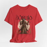 The DRUID t-shirt in Heather Red — blood of the forest, pulsing with ancient rites.