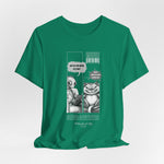The MEOW 3AM t-shirt in Kelly — 3D mockup of a bold, bright green shirt with no background or model.