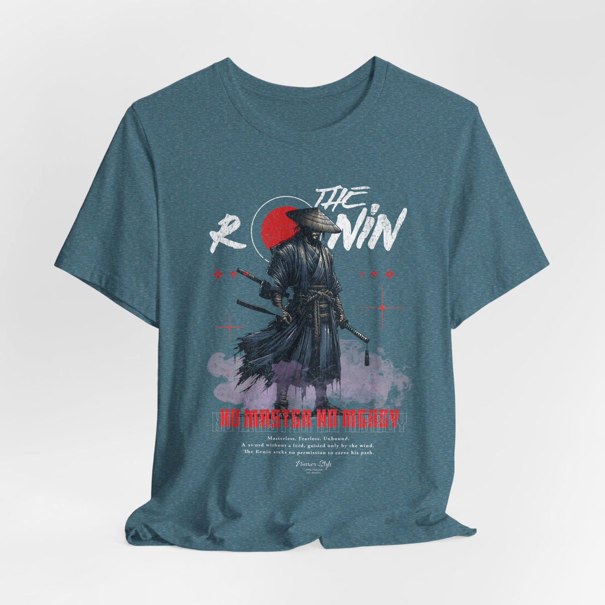 The Ronin t-shirt in Heather Deep Teal — still waters hide sharp edges.