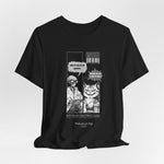 The SITONLAPTOPS t-shirt in Black — 3D mockup on a plain black shirt, no model, no background. Design in white and gray tones.