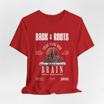 The Back to the Roots t-shirt in Red — raw instinct, untamed origin.