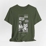 The SITONLAPTOPS t-shirt in Military Green — 3D mockup on an army-toned shirt, no model, no background. Graphic feels tactical and clean.