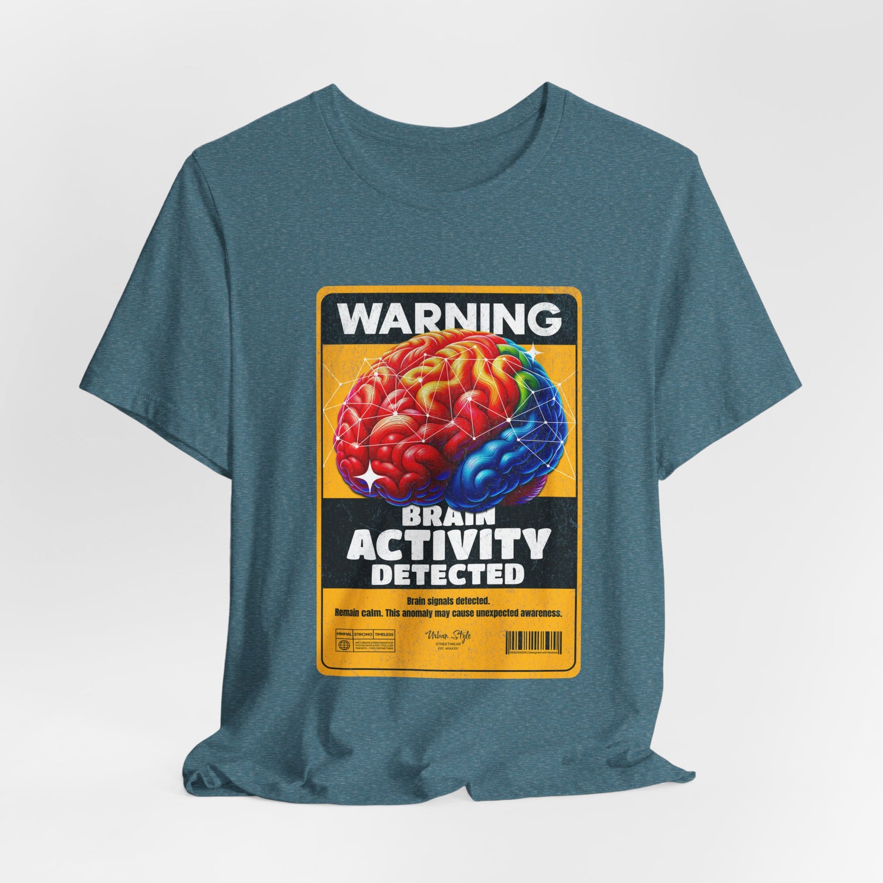 The Brain Activity Detected t-shirt in Heather Deep Teal — deep calm, sharp clarity.