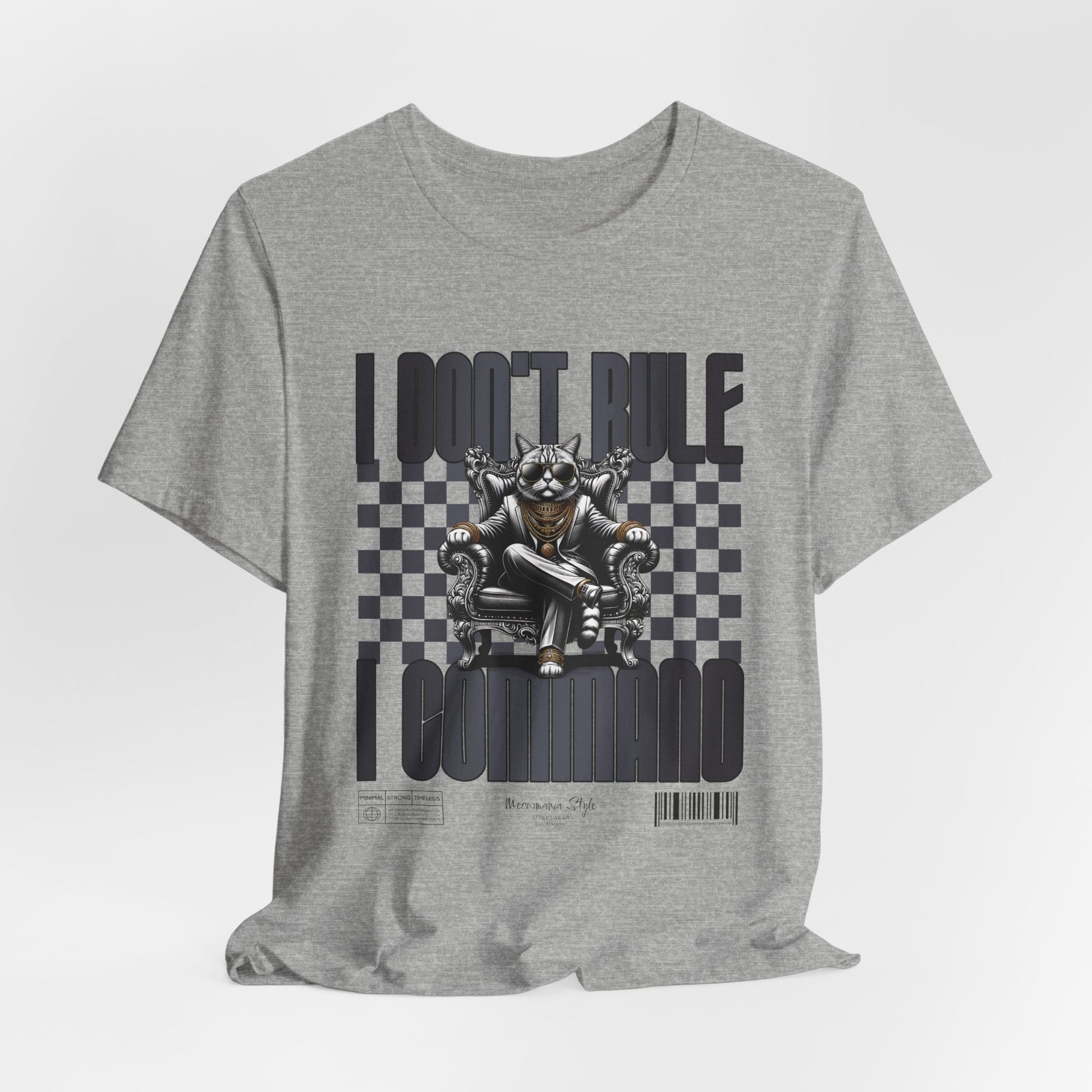 The COMMAND t-shirt in Athletic Heather — Light grey heather 3D mockup. No model, no background.