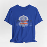 UNBOWED t-shirt in True Royal — Noble resilience beneath pressure.