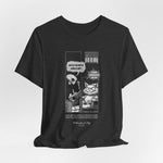 The NAP – 18h A Day t-shirt in Dark Heather Grey — Mottled grey texture adds quiet contrast to the bold black-and-white artwork.
