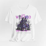 The Wizard t-shirt in White — The unseen force beneath the light.
