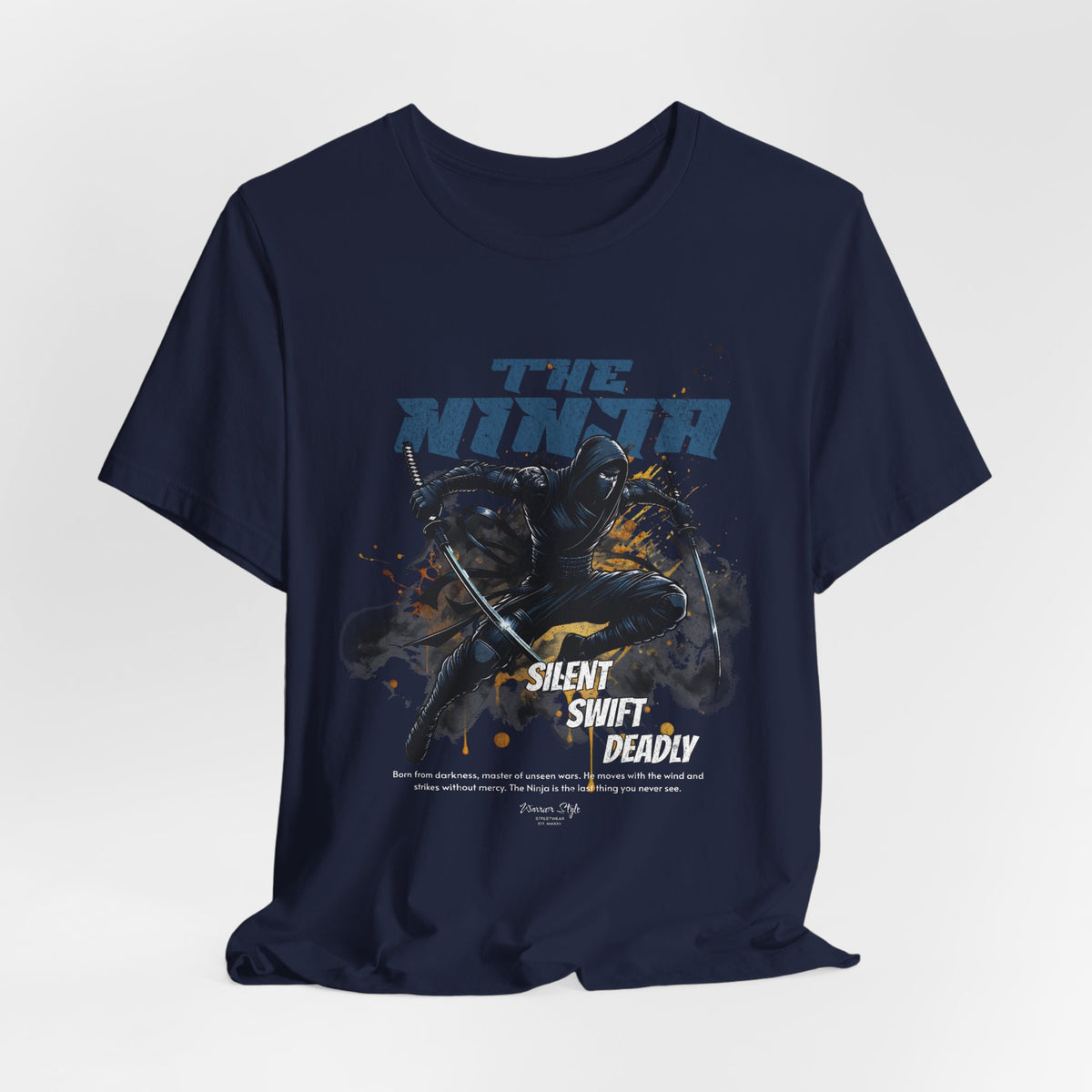 The NINJA t-shirt in Navy — deep, disciplined, and ready in the dark.