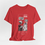 The Satisfiction t-shirt in heather red — 3D mockup displaying a soft, muted red shade. No background or model.