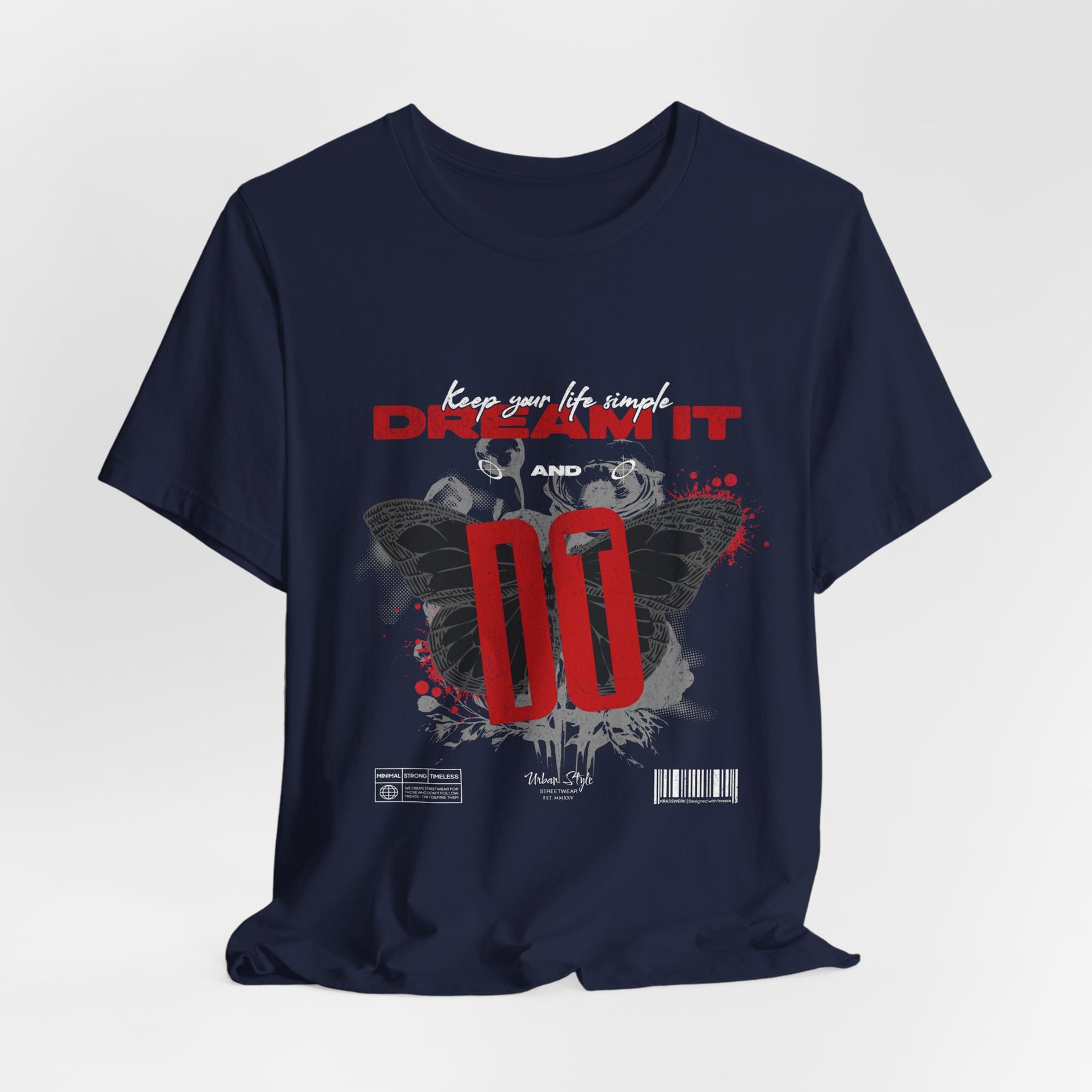 The DREAM IT DO IT t-shirt in Navy — solid dark blue for a composed yet impactful appearance.