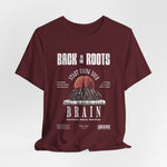 The Back to the Roots t-shirt in Maroon — deep roots, deeper resolve.