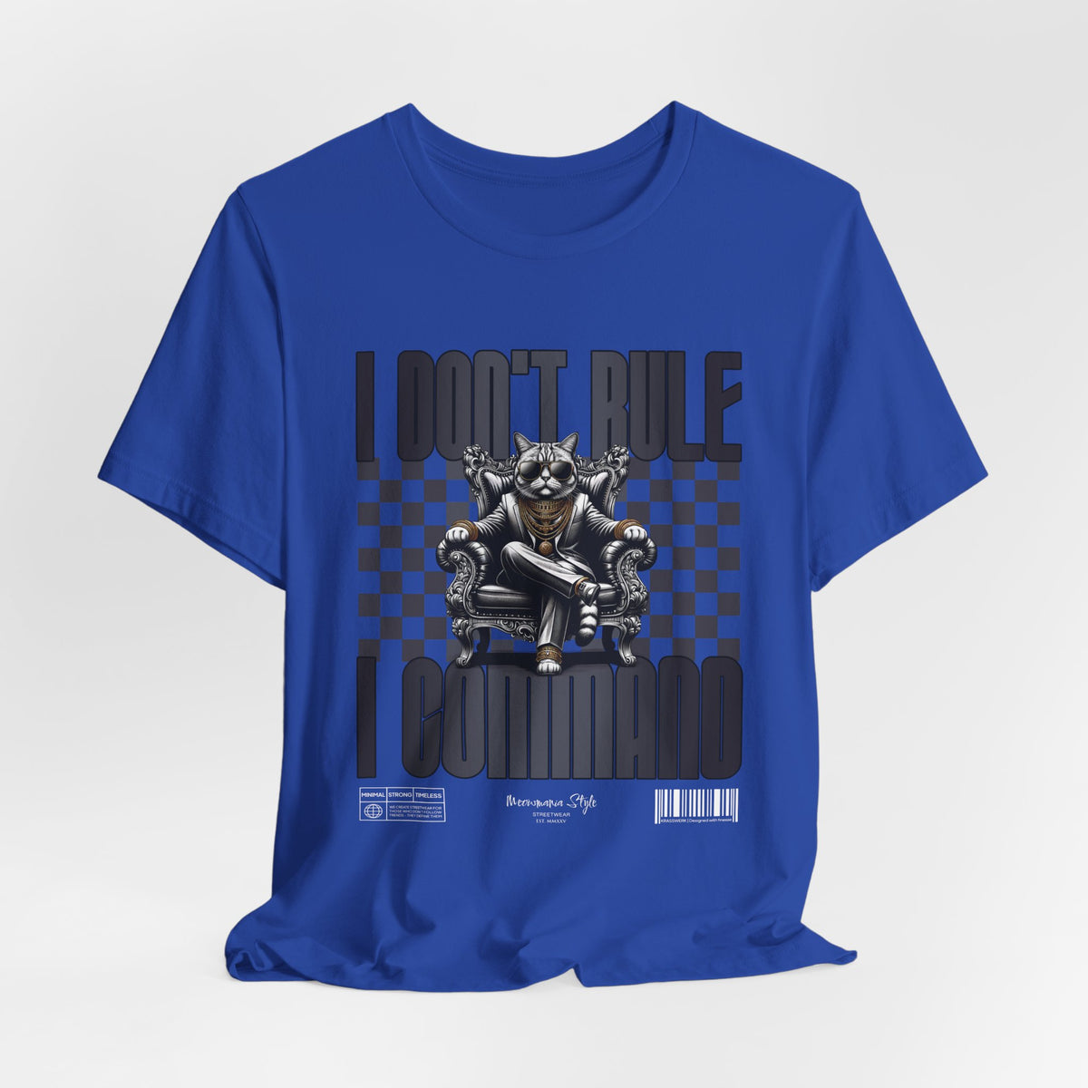 The COMMAND t-shirt in True Royal — 3D royal blue version. No model, no background.