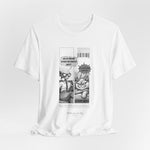 The CARDIO t-shirt in White — 3D mockup of the clean white version featuring the comic. Model-free and no background included.