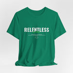 The RELENTLESS t-shirt in Kelly — nature’s sharpest instinct.