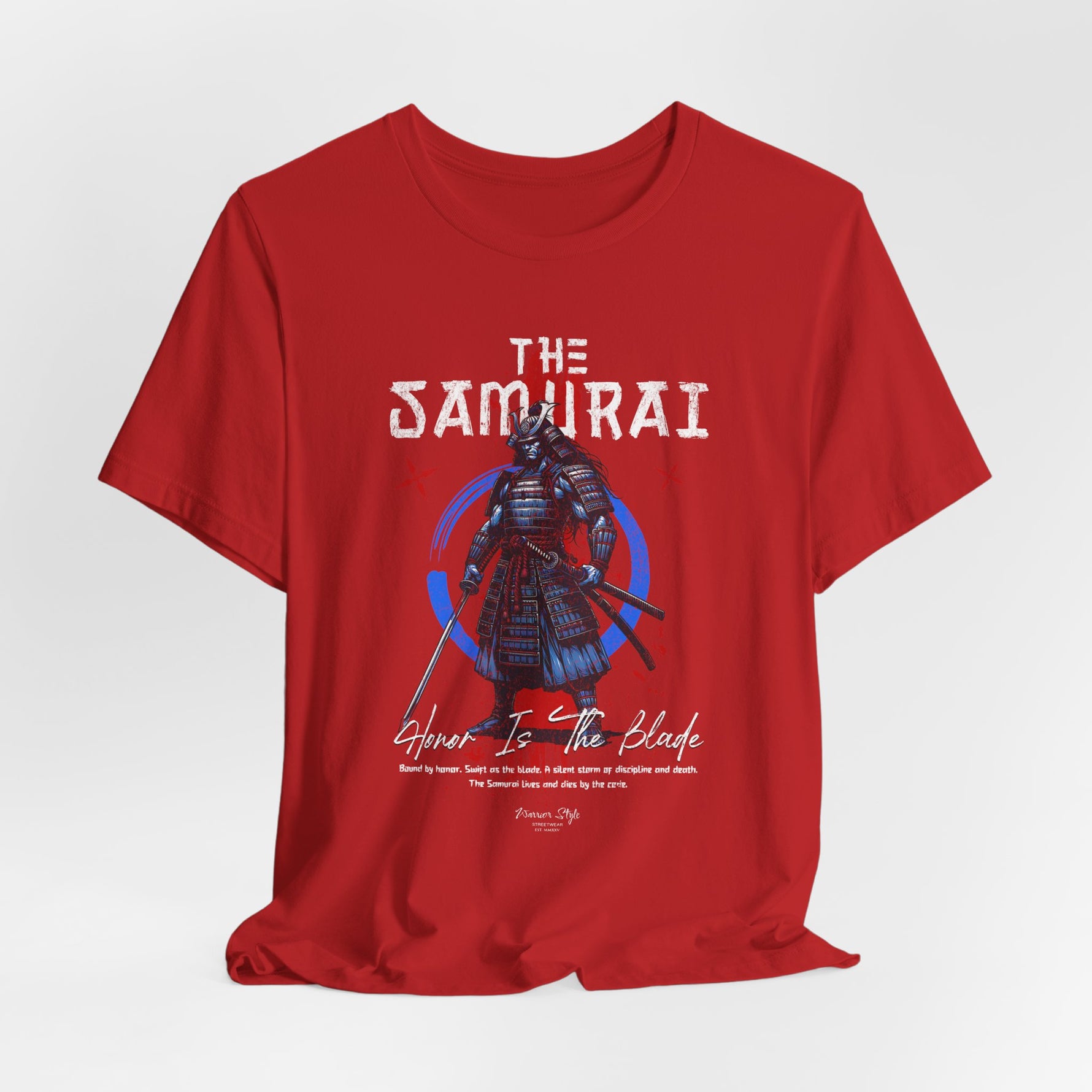 The Samurai t-shirt in Red — the color of blades that never forget.