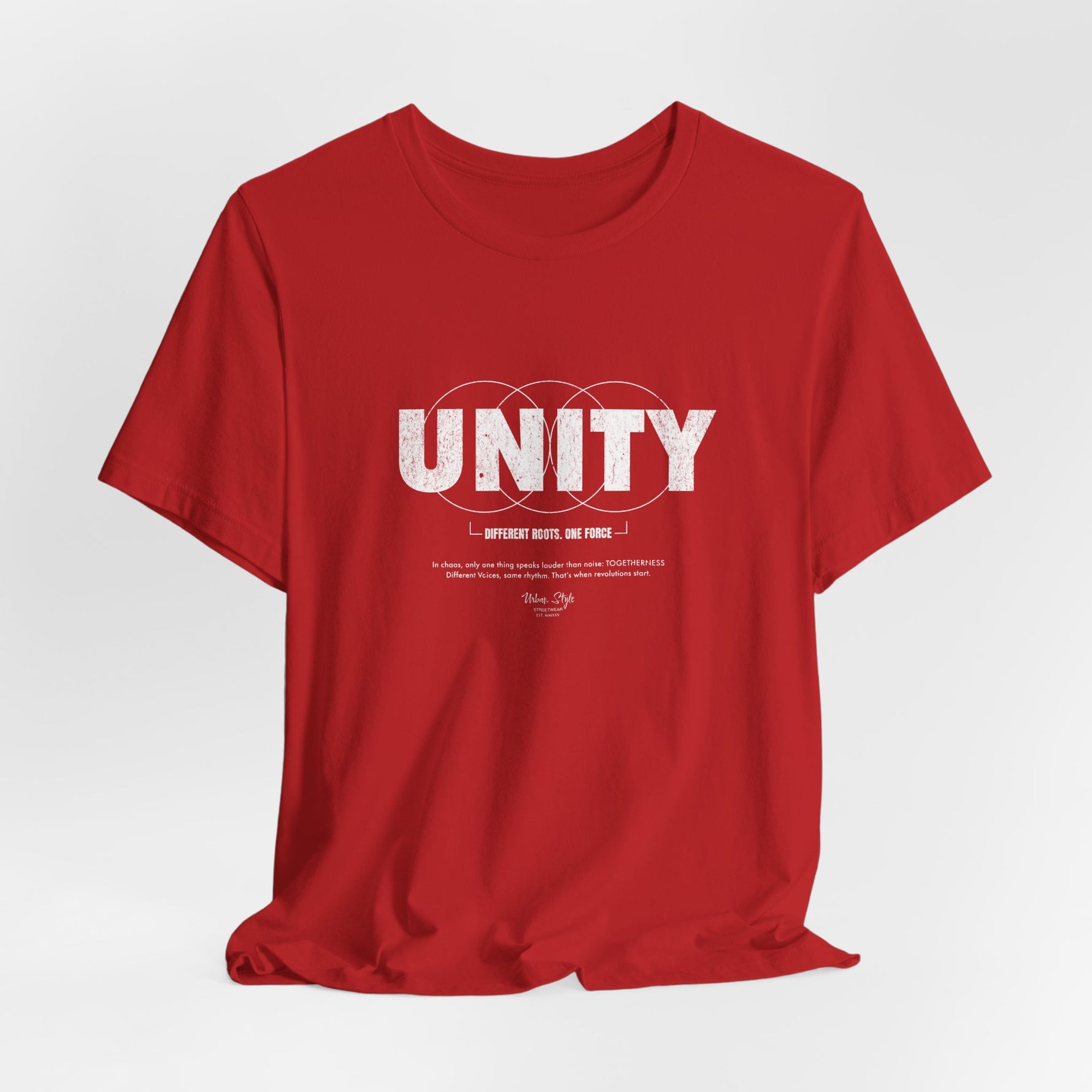 The UNITY t-shirt in Red — fierce and unshaken, together through fire.
