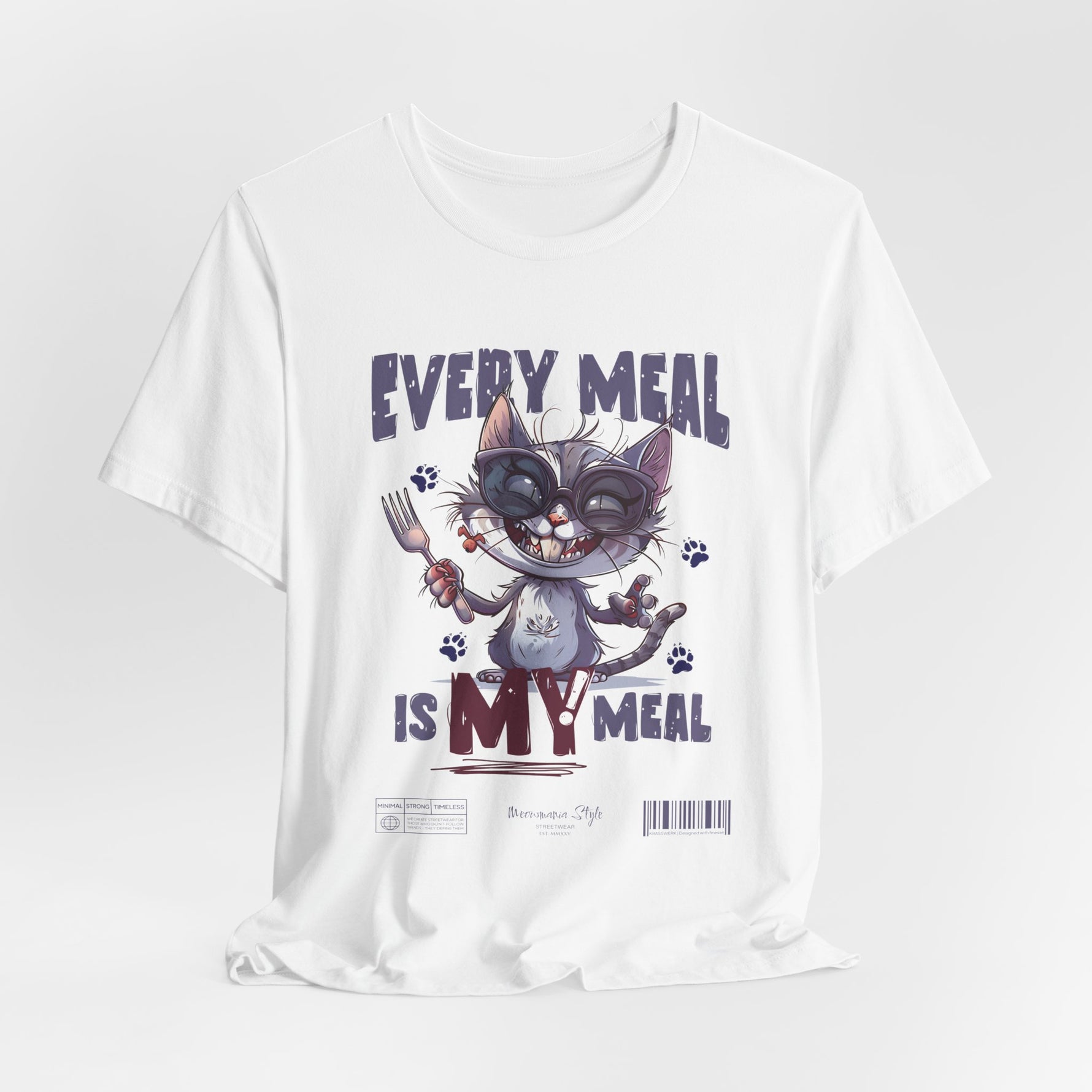 The EVERY MEAL IS MY MEAL t-shirt in white — clean and bold; perfect for showcasing every graphic detail.