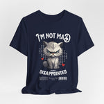 The NOT MAD t-shirt in Navy — 3D mockup of a deep navy blue shirt; front-facing, no human figure.