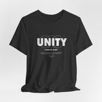 The UNITY t-shirt in Dark Heather Grey — speaks in shadows, stands for strength.