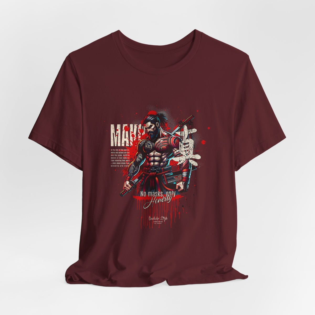 Maroon swatch representing a deep red tone used for the MAKOTO Bushido shirt