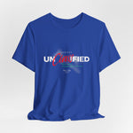 The PROJECT UNCLASSIFIED t-shirt in trueroyal — 3D mockup of shirt in vivid true royal blue, no background, no model.