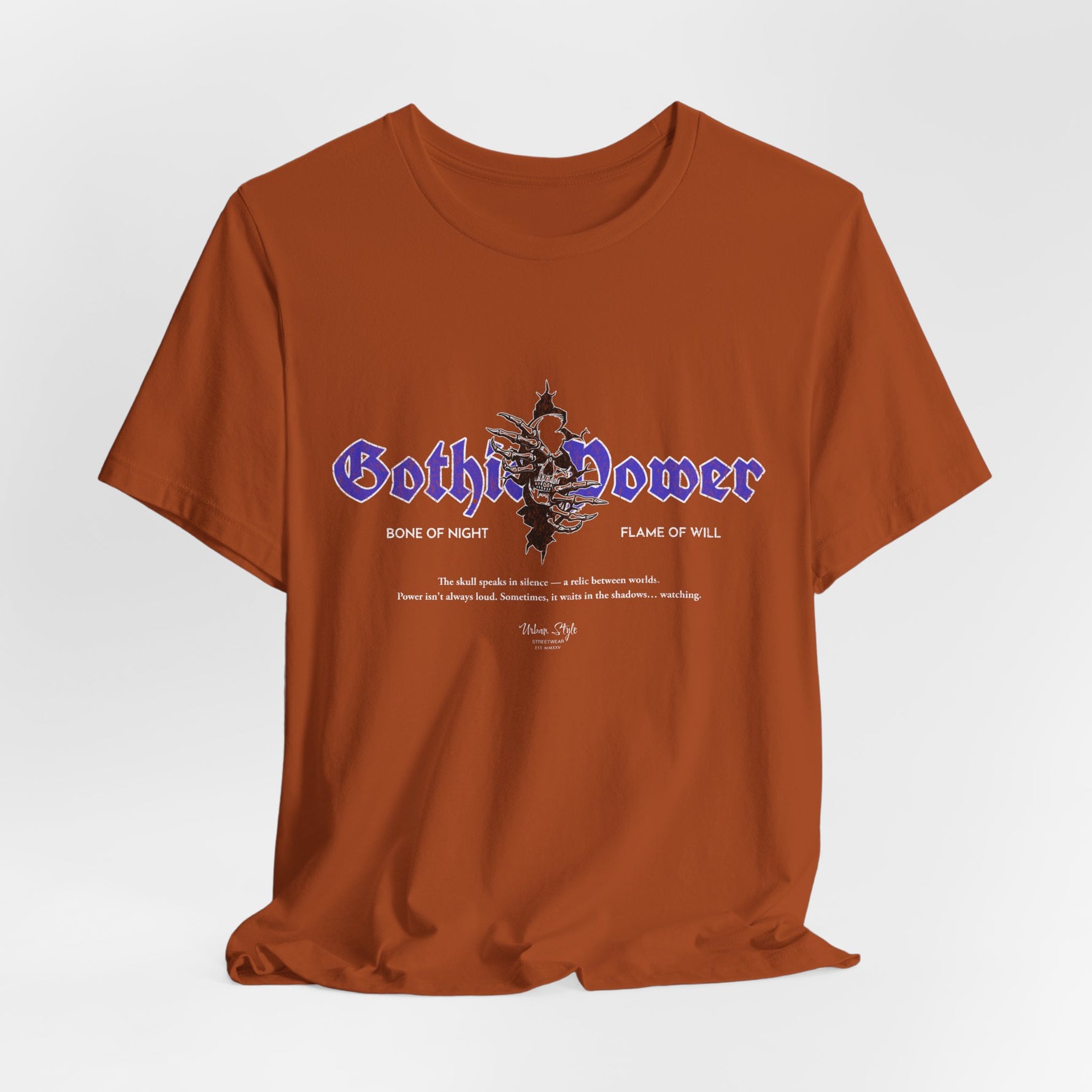 The GOTHIC POWER t-shirt in Autumn — where decay becomes beauty, and endings begin power.