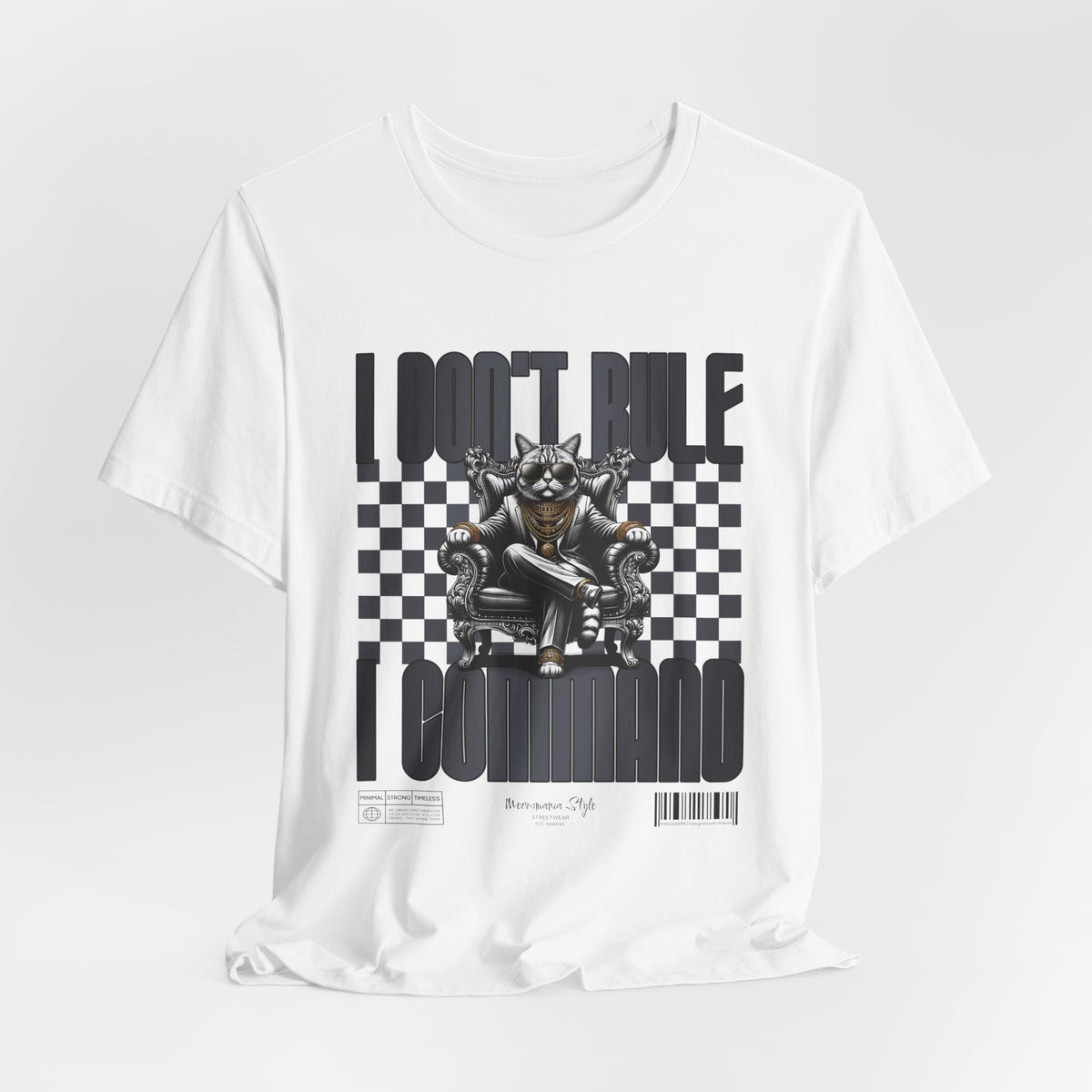 The COMMAND t-shirt in White — Crisp white 3D version. No model, no background.