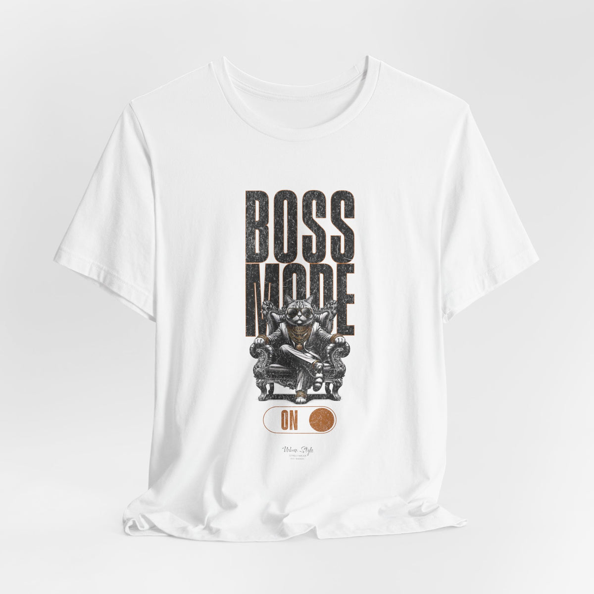 Color swatch for “White” – BOSS MODE design on a clean white base.
