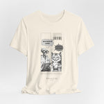The SITONLAPTOPS t-shirt in Natural — 3D mockup on a natural off-white shirt, no model, no background. Design maintains crisp manga detail.