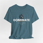 DOMINATE t-shirt in Heather Deep Teal — Calm control with depth.