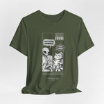 The TO RULE t-shirt in Military Green — muted green canvas for the comic, balanced and grounded.