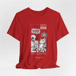 The TO RULE t-shirt in Red — energetic red background intensifying the shirt’s comic statement.