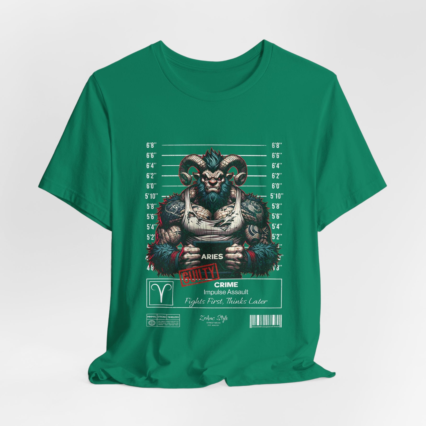 The ARIES t-shirt in kelly — Temper recharged in wild green energy.