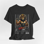 The LEO t-shirt in Dark Heather Grey – 3D mockup of a charcoal-grey shirt with a subtle texture, design clearly visible. NO BACKGROUND, NO MODEL.