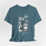 The MEOW 3AM t-shirt in Heather Deep Teal — 3D mockup featuring a deep bluish-green shirt, no model or background.
