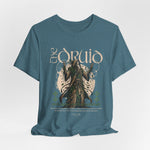 The DRUID t-shirt in Heather Deep Teal — where forest and magic meet at twilight.
