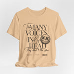 The MANY VOICES t-shirt in Sand Dune — Quiet color, loud signals.