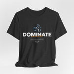 DOMINATE t-shirt in Dark Heather Grey — Quiet control, carved from shadow.