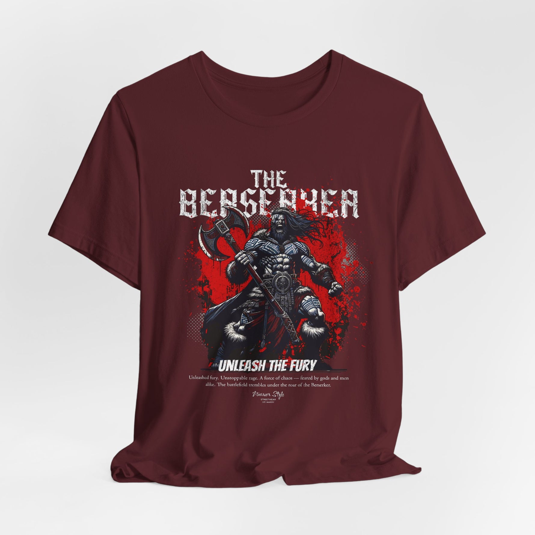 The BERSERKER t-shirt in Maroon — Blood dried into ritual. Silent, sacred wrath.