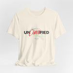 The PROJECT UNCLASSIFIED t-shirt in natural — 3D mockup of shirt in natural off-white tone, no background, no model.