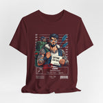 The SAGITTARIUS t-shirt in Maroon — deep burgundy shade evoking quiet determination. 3D mockup on white background. No model included.