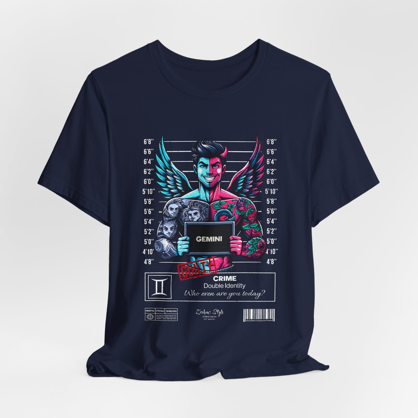 The GEMINI t-shirt in Navy — Deep thoughts, quick exits.