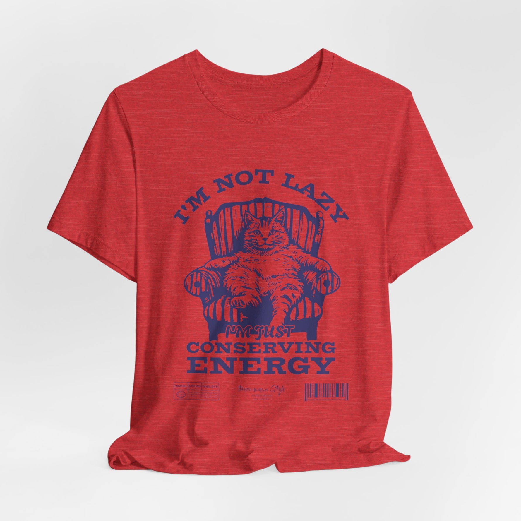 The I'M NOT LAZY t-shirt in Red — loud color, relaxed attitude.