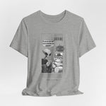 The Satisfiction t-shirt in athletic heather — 3D mockup showing a light grey marled texture. No background or model.